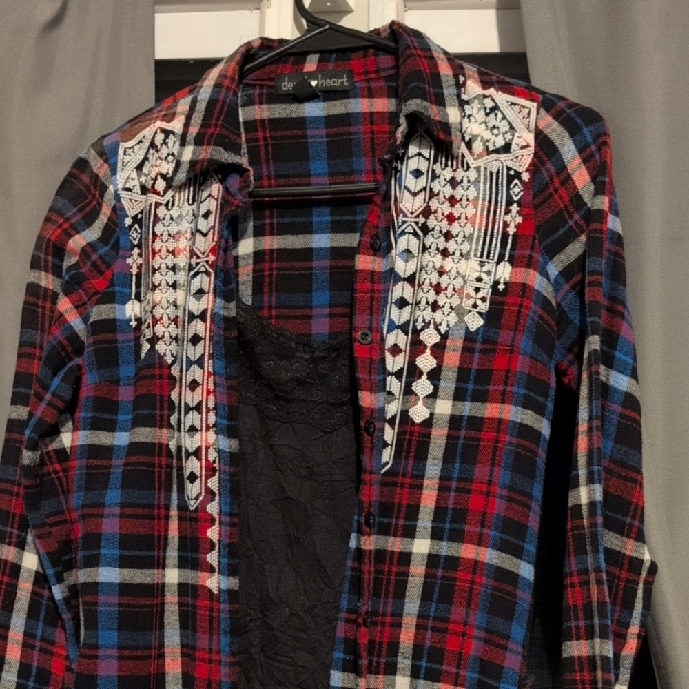 Derek Heart Red and Blue Plaid Jacket